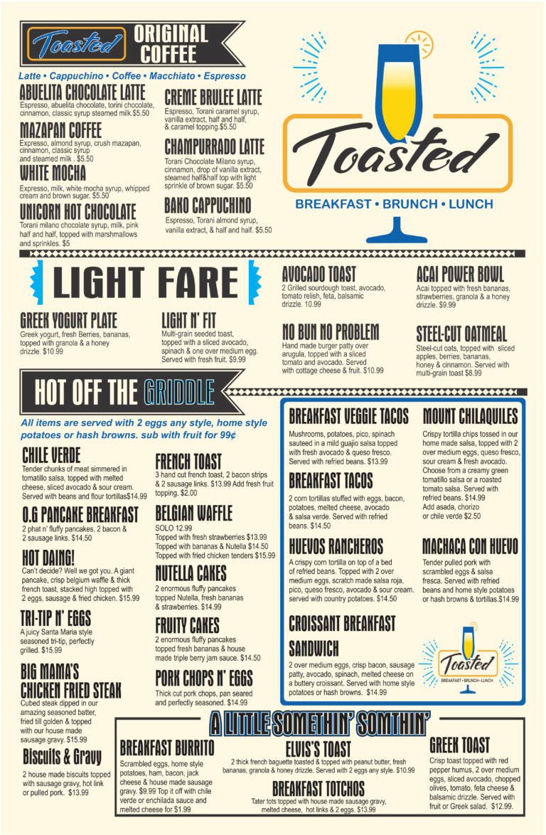 Menu - toastedbakersfield